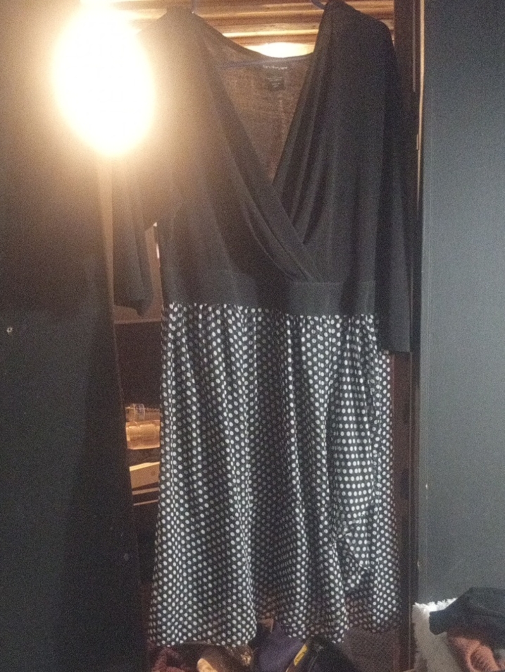 Black Elbow Sleeve Polka Dot Dress